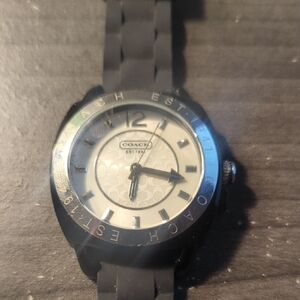 Coach Woman's Boyfriend Black and Silver Timepiece